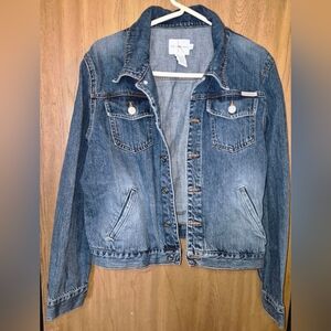 Calvin Klein Jean Jacket Womens SZ XL Blue Jean Classic Crop